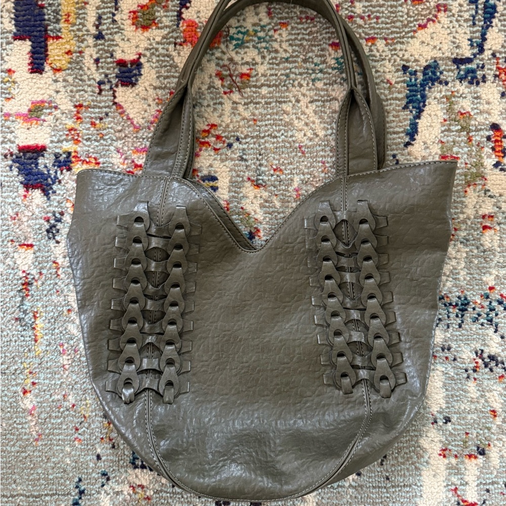 Anthropologie Olive Leather Tote Bag